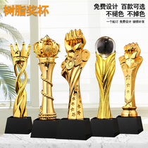 Crystal trophy custom creative thumb pentagram resin competition medal lettering excellent employee metal trophy