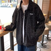 Jacket Mens Spring and Autumn Neckline Temperament New Long Sleeves Clothes Art Youth Pop Wins Day Series Fashion Jacket Man