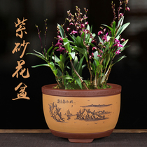 Purple sand flowerpot ceramic large clearance flowerpot clearance special balcony planting pot for wealth Tree special flowerpot