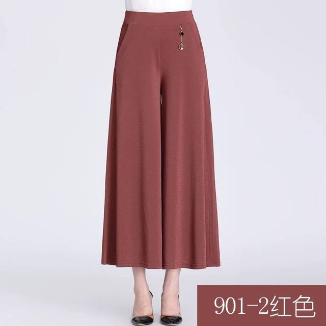 Summer thin section waist middle-aged mother dress culottes wide leg pants trousers middle-aged mom big yards pants pantyhose Summer thin section waist middle-aged mother dress culottes wide leg pants trousers middle-aged mom big yards pants pantyhose