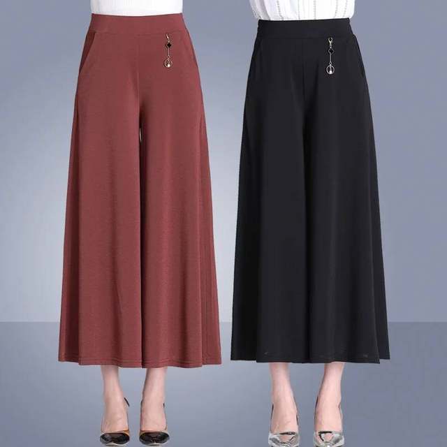 Summer thin section waist middle-aged mother dress culottes wide leg pants trousers middle-aged mom big yards pants pantyhose Summer thin section waist middle-aged mother dress culottes wide leg pants trousers middle-aged mom big yards pants pantyhose