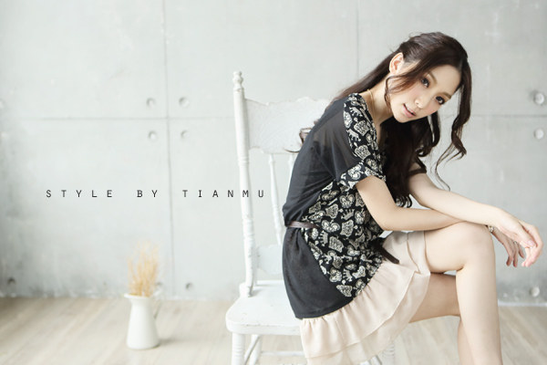 3081#韩媛心机圆领皇冠雪纺长洋装