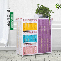 Rattan simple bedside cabinet storage cabinet baby toy finishing cabinet childrens wardrobe solid wood locker cabinet