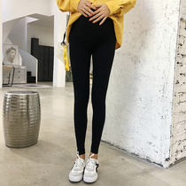 Pregnant women tight leggings spring and autumn thin 2021 new spring wear 3-9 months pure cotton black pants