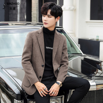 Wool casual suit mens woolen suit jacket slim Korean cashmere jacket trend winter double-sided nanny