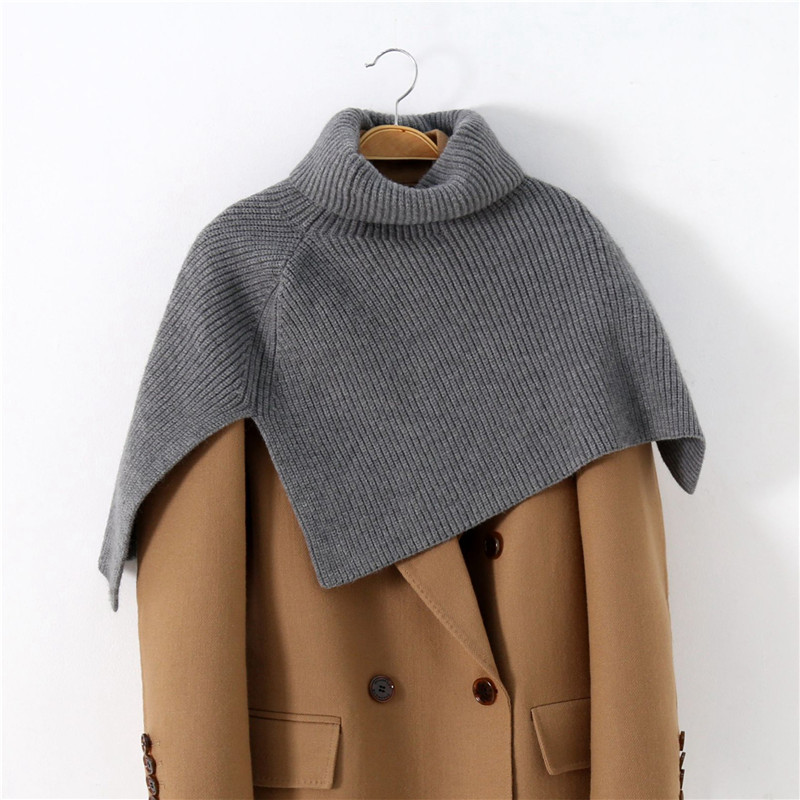 Winter fashion with fake collar turtleneck sweater shawl female cape all-match pullover knitted wool neck thickened