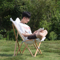 Solid wood folding chair portable outdoor leisure camping canvas backrest beech wood beach chair butterfly chair home Nordic