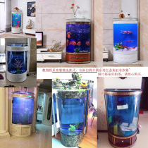 European-style semi-circular fish tank aquarium living room home large glass ecological free water change arowana tank landscaping cylinder