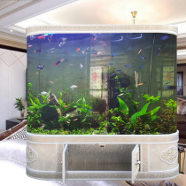 European-style living room household eco-free water change custom ultra-white glass medium and large gold dragon bottom filter fish tank aquarium