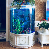 European-style semi-circular golden dragon fish tank landscaping small living room glass one-button drainage ecological free water change household aquarium