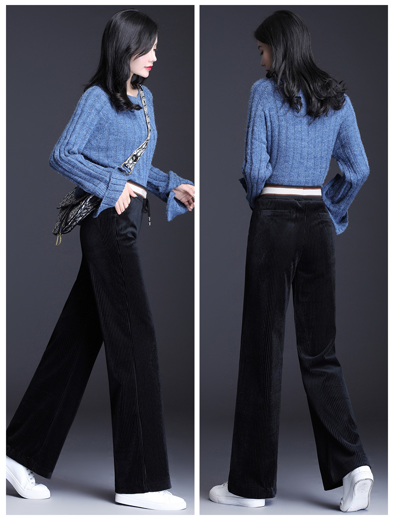 垂感金丝绒阔腿裤女春夏宽松高腰直筒裤