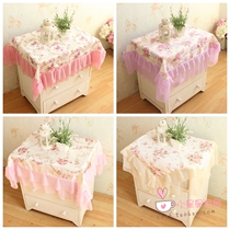 Cloth cover cloth dust cover Princess bedside table set multi-purpose towel lace European cover dust