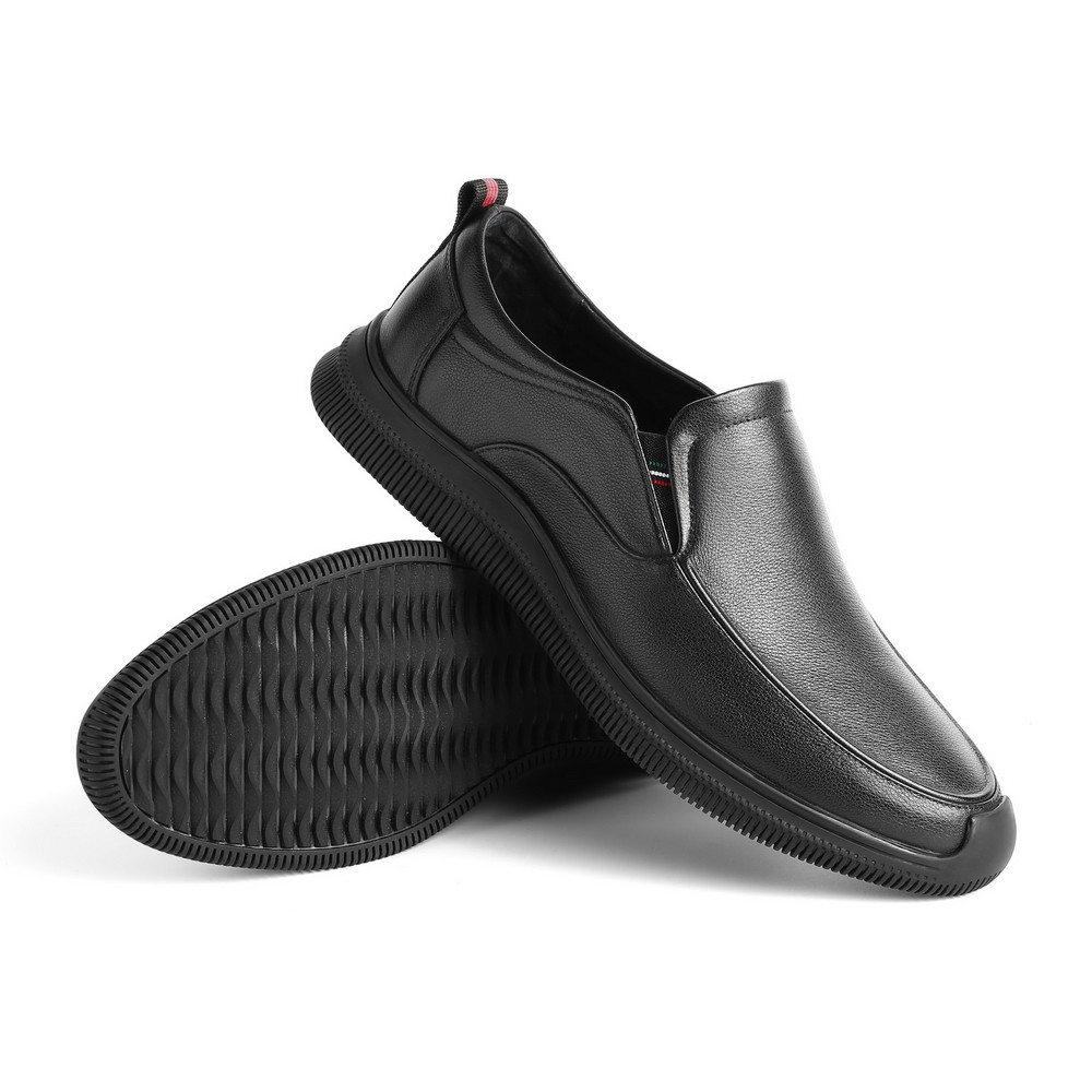 百丽男鞋秋新品商场同款牛皮黑色百搭休闲鞋套脚鞋7aw02cm0