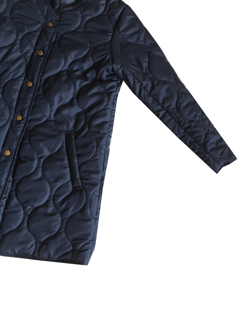 原单外贸日式男女同款丝棉棉衣薄款轻薄长款外套无领棉衣棉袄大衣兔子