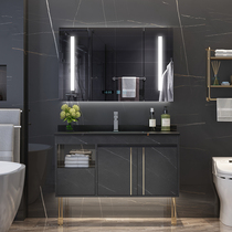 Rock board bathroom cabinet Modern simple hand wash face pool one-piece basin combination Bathroom sink set Floor-to-ceiling