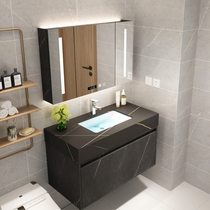 Intelligent rock board bathroom cabinet Light luxury integrated bathroom hand washing and washing face bathroom set Wash basin cabinet combination