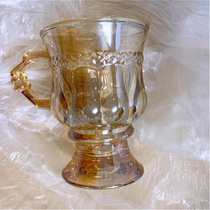 Beautiful greasy ~ retro amber glass French girl goblet juice Milk Cup