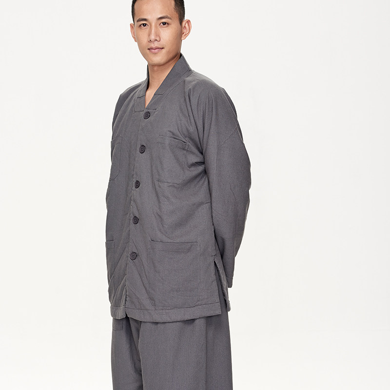 慈缘亚麻棉双层短褂 秋冬新款禅修佛教僧服和尚服 小褂套装yxb02_7折