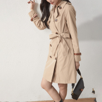 Korean version of temperament goddess fan windbreaker female medium length 2021 Spring and Autumn new popular high-end khaki coat