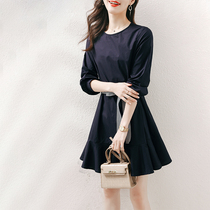 Early autumn womens 2021 New Korean version of French retro dress waist thin temperament chic shirt skirt