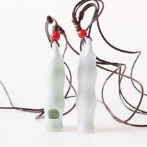 Creative little fresh ceramic trinkets with bamboo whistling necklace can blow the student adult to give girlfriends gifts