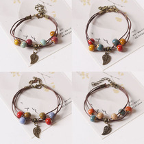 Jingdezhen ceramic jewelry ancient style bracelet bohemian adult student female hand-woven adjustable New