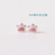 Original Ceramic Jewelry Cute Pink Feet Earrings 925 Silver Adult Student Female Earrings hipster