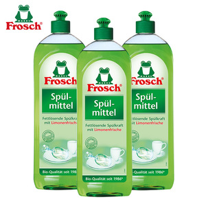 德国进口Frosch 柠檬浓缩不伤手冷水洗洁精洗碗液750ML3瓶