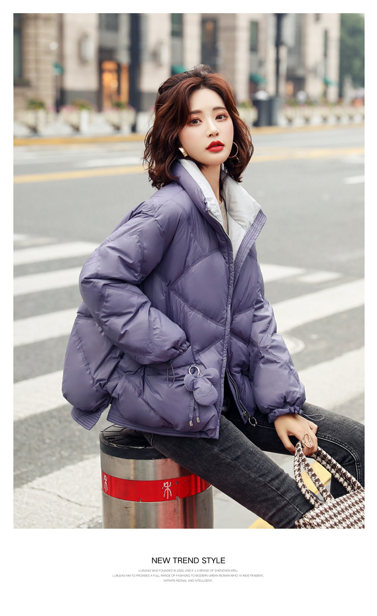 2020冬季新款休闲时尚羽绒服韩版宽松可爱立领矮小个子短款外套女