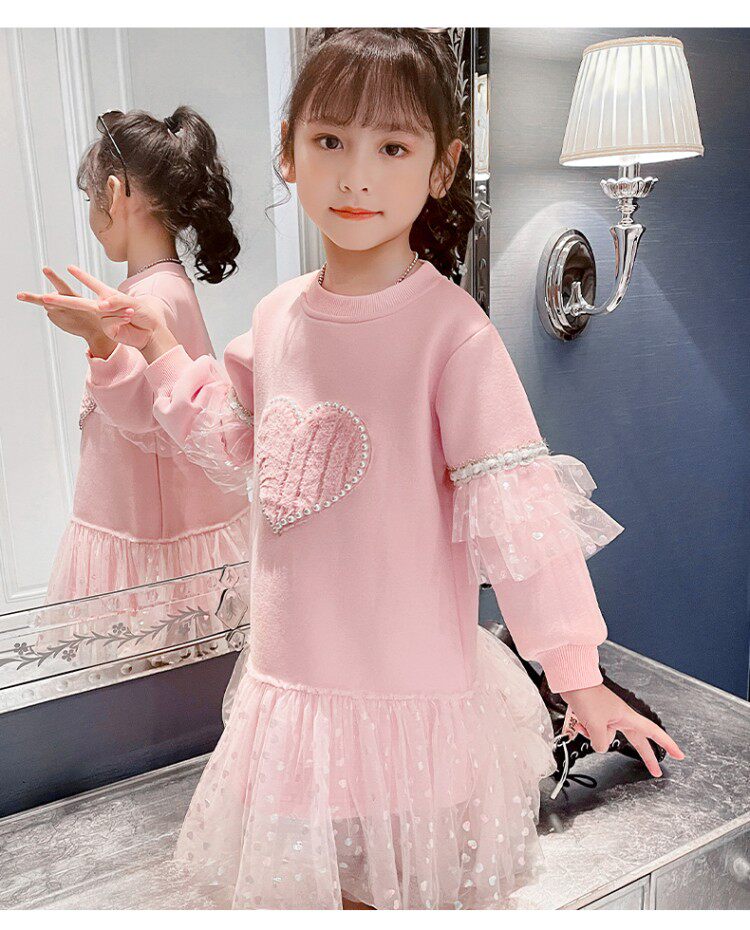 熙宝贝女童爱心卫衣裙