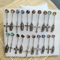 Limited Edition Cross Maria Christian Stainless Steel Hypoallergenic Stud Earrings Exquisite Gift Earrings Versatile