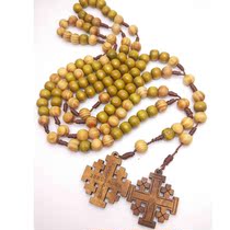 WOODEN BEADS MADE OF JERUSALEM JERUSALEM CATHOLIC JEWELRY CROSS JESUS ROSARY NECKLACE