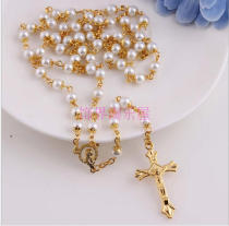 Special Eco-friendly Material Rose Rosary Cross Pearl Huato Rosary Catholic Necklace