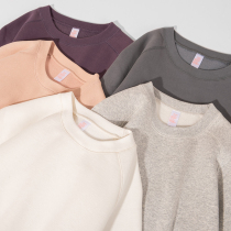 380g HEAVY POUND HORIZONTAL WOVEN PURE COTTON ROUND COLLAR SWEATSHIRT PLUS SUEDE THICK SOLID PURE COLOR AUTUMN WINTER CASUAL UNDERSHIRT MALE AND FEMALE