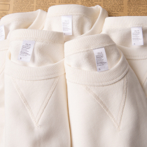 340g weight lbs wool cloth pure white inverted triangular round neckline sweatshirt pure color base for casual thick male and female blouses