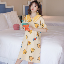 Pajamas women Summer Korean sweet cute loose thin nightgown women Spring cotton short sleeve nightgown home clothes