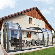 Telescopic glass ceiling without defy construction of roof terrace table removable yangguang room top folding thermal insulation awning custom