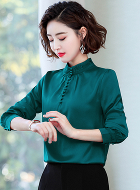 春秋新款雪纺衫女洋气绣花衬衫上衣