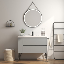 Nordic bathroom cabinet floor-standing intelligent round mirror bathroom bathroom wash face basin pool cabinet combination sink modern