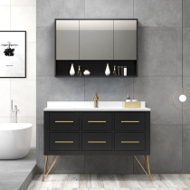 Nordic solid wood bathroom cabinet marble lower basin wash hand wash basin cabinet combination floor standing toilet wash table