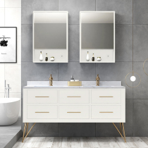 Nordic solid wood bathroom cabinet marble basin wash basin cabinet combination floor type toilet wash table