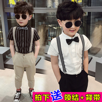 Boys' dress suits Summer British Flower Boy Little Suit Boys Short Sleeved Shirt Host Piano Show