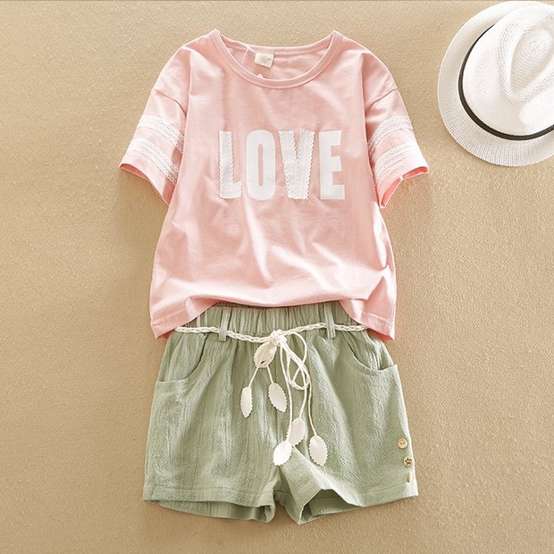 女童时尚套装中大童短袖宽松版两件套潮韩版儿