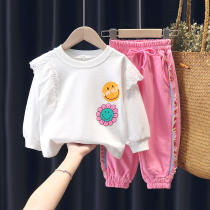 Girls Spring Wear 2022 New Style New Set Foreign Fashion Spring and Autumn 4 Korean Edition 3-6 Year Old Baby Girl Childrens Internet Celebrity