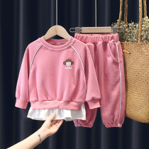 Girls Autumn Suit 2022 New Net Red Sweatshirt Fashionable Childrens Clothes Childrens Baby Girl Spring and Autumn Sports