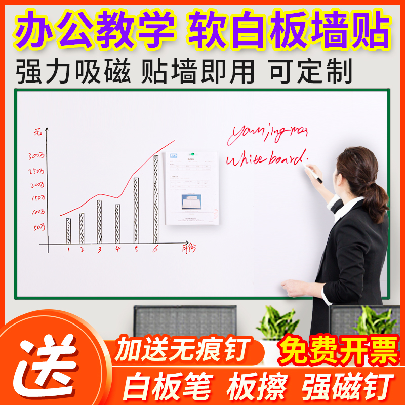 soft white board, wall stiers, self-adhesive magnetic blaboard stiers, children's graffiti, magnetic absorbing iron board, wall stiers, writing board, wall household kanban, customized small office, ba glue, erasable, removable paper force