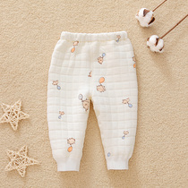 Hamiqi baby three warm pants to wear inside the baby thickened autumn pants pure cotton open crotch childrens pants autumn and winter clothes