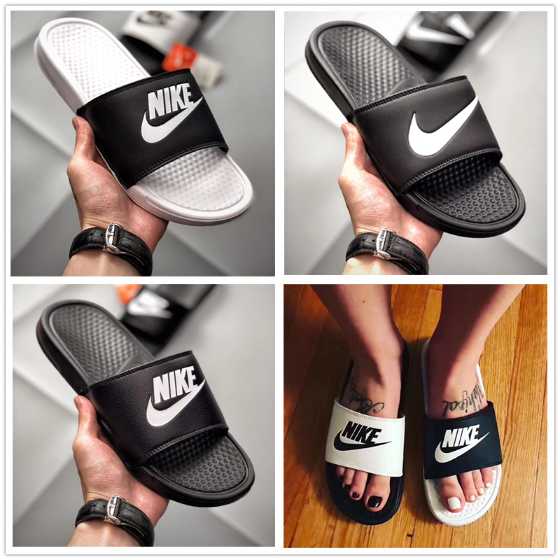 耐克benassi黑白字母鸳鸯运动拖鞋男女情侣夏季沙滩凉鞋 343880
