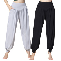 2021 new practice pants yoga pants pocket bloomers wide leg pants high waist dance pants loose casual home pants