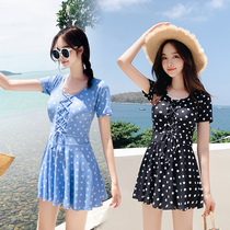 Swimsuit women cover belly thin conservative one-piece skirt flat angle hot spring students small fresh 2021 new trend ins wind